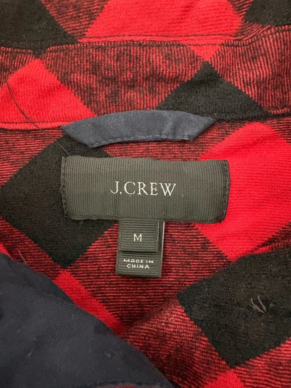 J. Crew Buffalo Plaid Popover Shirt Jacket Shacket Red Black Flannel Medium